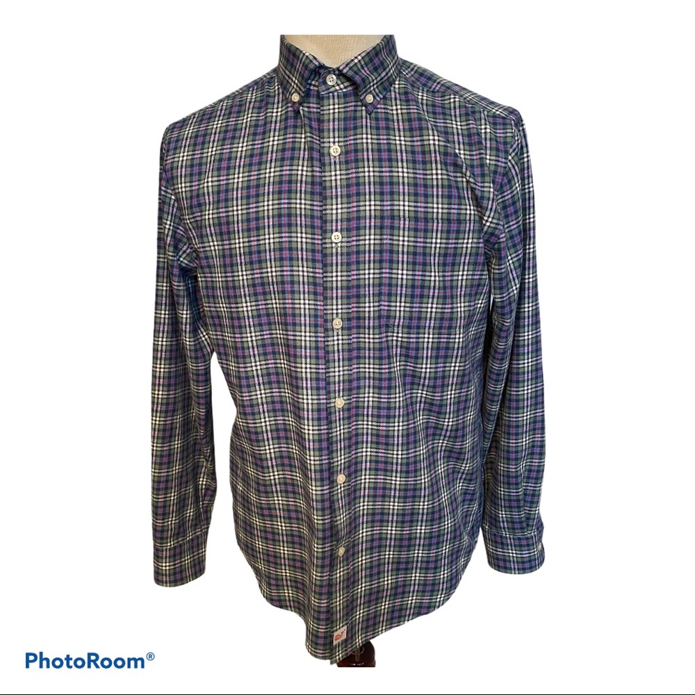 VINEYARD VINES BUTTON DOWN SHIRT BLUE WHITE RED PLAID MURRAY SIZE M